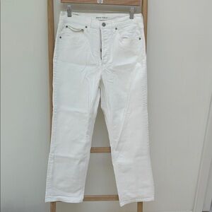 Denim Forum The Arlo High-Rise Straight Leg Jeans White Womens Button-Fly